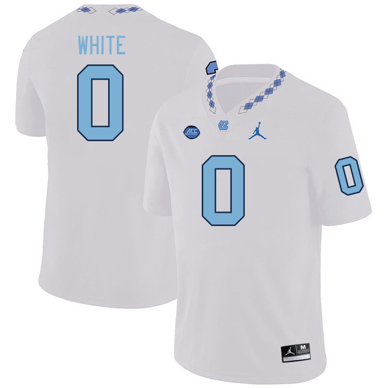 Men #0 Ty White North Carolina Tar Heels College Football Jerseys Stitched-White